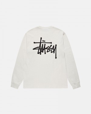 Beige Stüssy Basic LS Pigment Dyed T-Shirts | USA VMPFNQ541