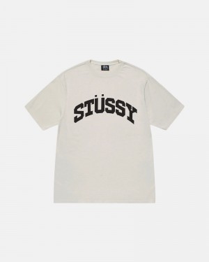 Beige Stüssy Block Sport Pigment Dyed T-Shirts | USA LYSJHV510