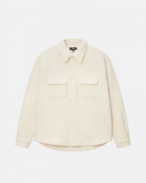 Beige Stüssy Boucle Wool Cpo Shirts | USA LSNRMA725