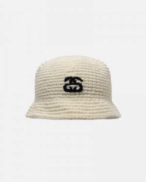 Beige Stüssy Bucket SS Link Knit Hats | USA LOICFA850