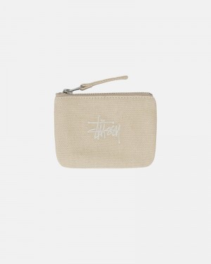 Beige Stüssy Canvas Coin Pouch Wallet | USA QTWIXZ380