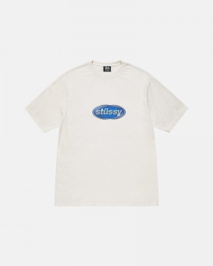 Beige Stüssy Emblem Pigment Dyed T-Shirts | USA SZMQUO458