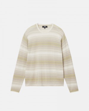 Beige Stüssy Horizontal Stripe Sweater | USA FVOPHK068