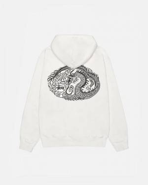 Beige Stüssy Mosaic Dragon Pigment Dyed Hoodie | USA WGQOST631