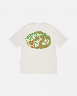 Beige Stüssy Mosaic Dragon Pigment Dyed T-Shirts | USA IHOQEV281