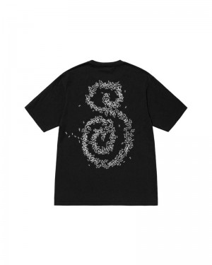 Black Stüssy Ants Pigment Dyed T-Shirts | USA GMEIFJ217