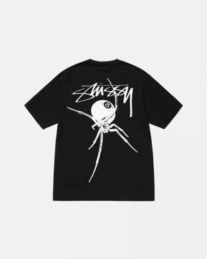 Black Stüssy Arachnid Pigment Dyed T-Shirts | USA ZRECLP214