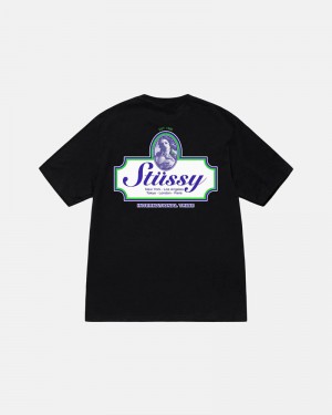 Black Stüssy Authentic T-Shirts | USA YHAVNZ321