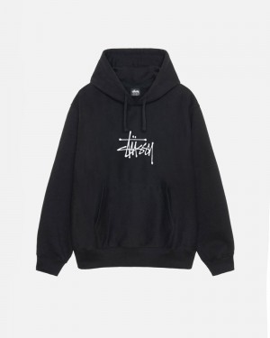 Black Stüssy Basic Applique Hoodie | USA PWSNVH482