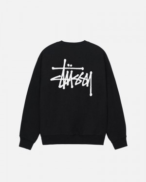 Black Stüssy Basic Crew Sweatshirt | USA DTWELJ294