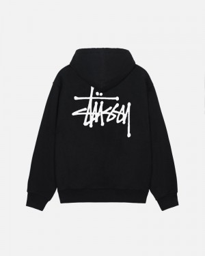 Black Stüssy Basic Hoodie | USA ENILYO370