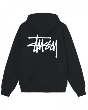 Black Stüssy Basic Hoodie | USA WMKJEZ891