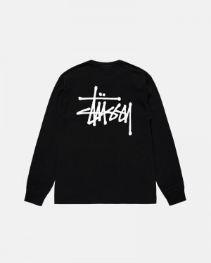 Black Stüssy Basic LS T-Shirts | USA VDBGMJ468