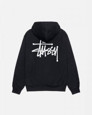 Black Stüssy Basic Pigment Dyed Hoodie | USA CMHYUA154