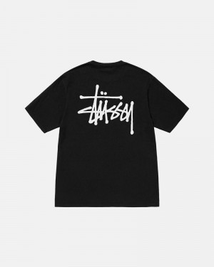 Black Stüssy Basic Pigment Dyed T-Shirts | USA AOYRNL826