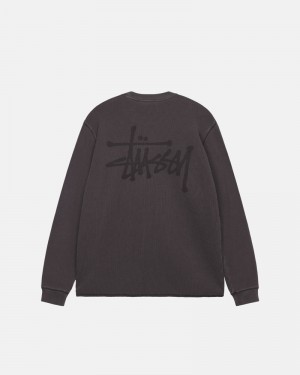 Black Stüssy Basic Stock LS Thermal Sweater | USA ZMDHUX574