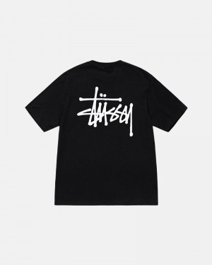 Black Stüssy Basic T-Shirts | USA UHDJGS549