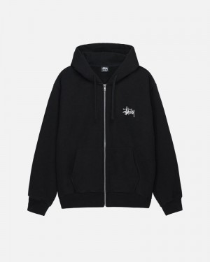 Black Stüssy Basic Zip Hoodie | USA HZOGBF712