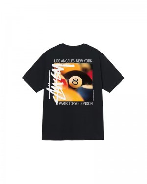 Black Stüssy Billiards T-Shirts | USA ZNOLQX695