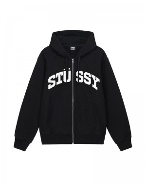 Black Stüssy Block Sport Zip Hoodie | USA VIOYCP475