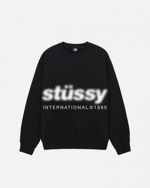 Black Stüssy Blur Crew Sweatshirt | USA EWBFQP807