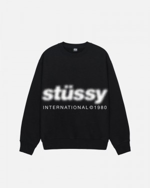 Black Stüssy Blur Crew Sweatshirt | USA MUHTZE345