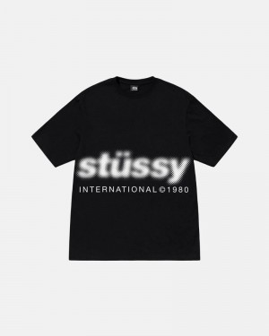 Black Stüssy Blur T-Shirts | USA AKNWBL023