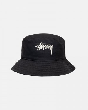 Black Stüssy Bucket Big Stock Hats | USA GZYMOD415