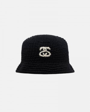 Black Stüssy Bucket SS Link Knit Hats | USA WVDRFA978