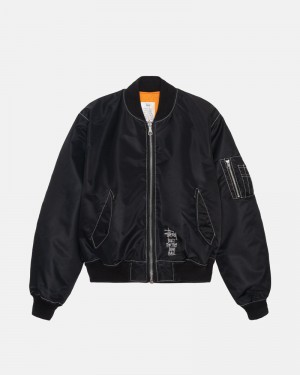 Black Stüssy Built Reversible Bomber Jacket | USA VAUDBW491