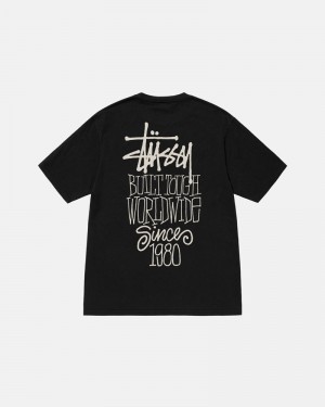 Black Stüssy Built Tough Pigment Dyed T-Shirts | USA RJTHIW132