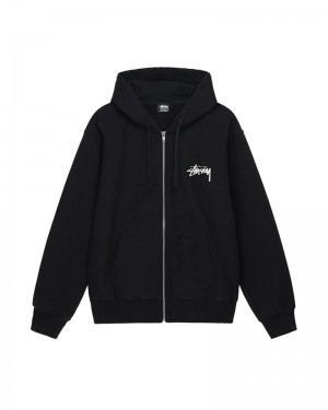 Black Stüssy Burning Stock Zip Hoodie | USA WAXMQN401