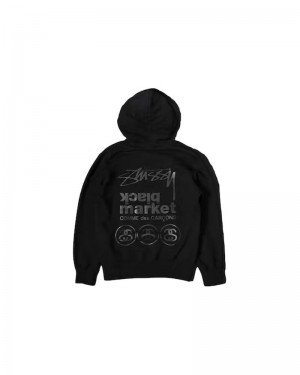 Black Stüssy CDG Market X Hoodie | USA XRQJAH980