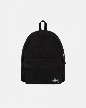 Black Stüssy Canvas Backpack | USA GFQOLD619