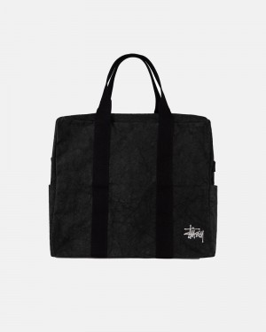 Black Stüssy Canvas Flight Tote Bags | USA PRDGXM980