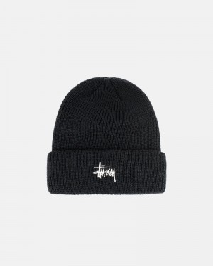 Black Stüssy Cuff Basic Beanie | USA CHYWKQ492