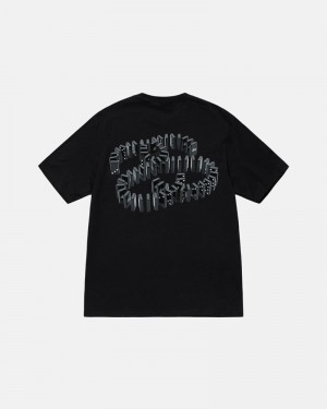 Black Stüssy Dominoes T-Shirts | USA ATNECY923