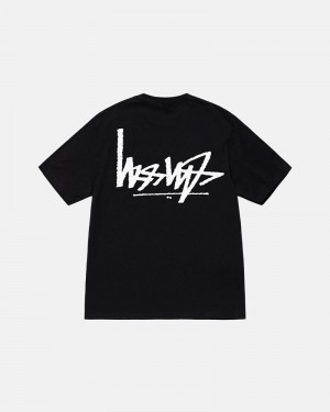 Black Stüssy Flipped T-Shirts | USA LKIAVN538