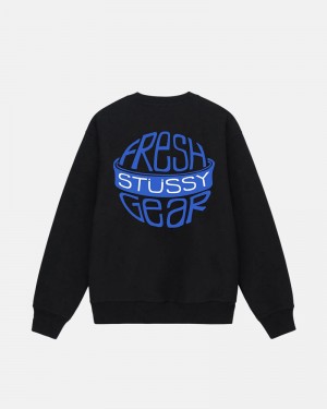 Black Stüssy Fresh Gear Crew Sweatshirt | USA XRNLQY801