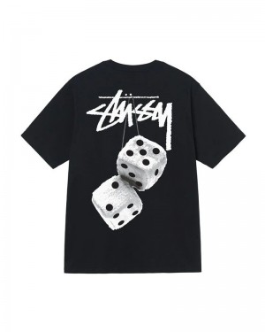 Black Stüssy Fuzzy Dice T-Shirts | USA QXLTRP176