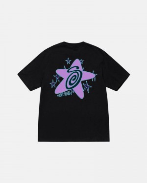 Black Stüssy Galaxy T-Shirts | USA IQOMZS192