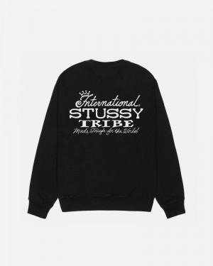 Black Stüssy IST Crew Pigment Dyed Sweatshirt | USA ICKJAL190