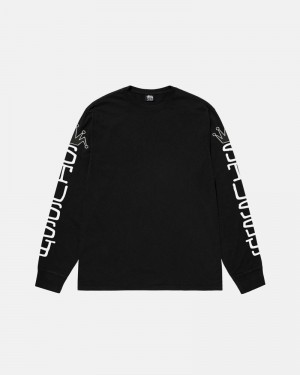 Black Stüssy Jumbo LS Pigment Dyed T-Shirts | USA KJOPAW642