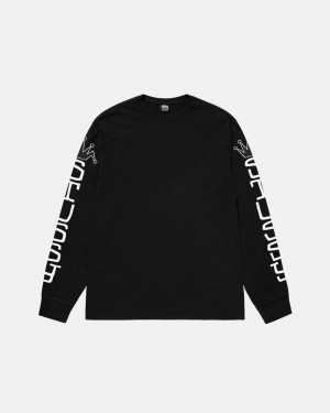 Black Stüssy Jumbo LS Pigment Dyed T-Shirts | USA OTKFAL908