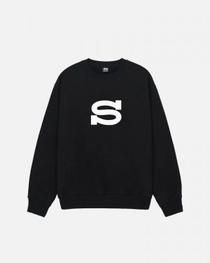 Black Stüssy Letterman Crew Sweatshirt | USA ISWGJB784