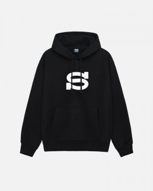 Black Stüssy Letterman Hoodie | USA FZODWU596