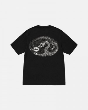 Black Stüssy Mosaic Dragon Pigment Dyed T-Shirts | USA IRTOUA927