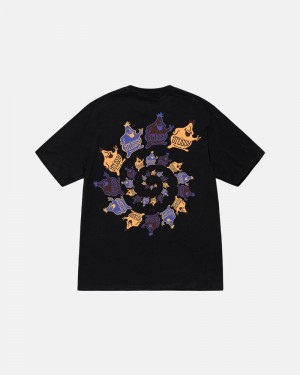 Black Stüssy Mr. Blob Spiral T-Shirts | USA ZPAUNR978