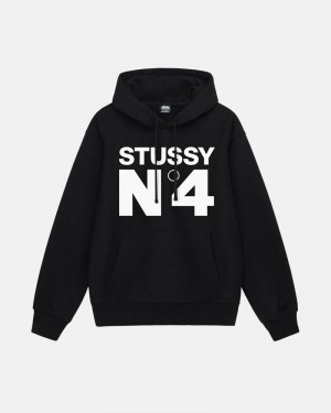 Black Stüssy No.4 Hoodie | USA XCIASJ503