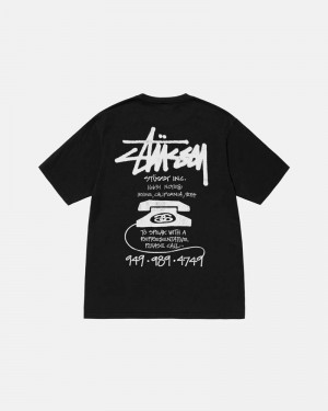 Black Stüssy Old Phone Pigment Dyed T-Shirts | USA IGWUOR183